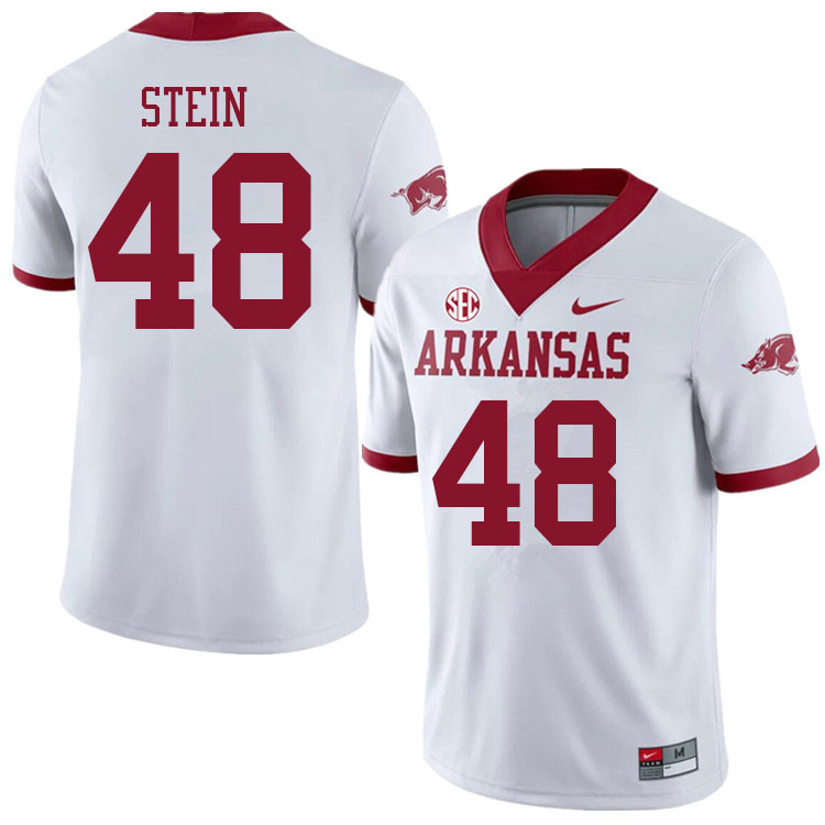 Men #48 Eli Stein Arkansas Razorbacks College Football Jerseys Sale-Alternate White - Click Image to Close